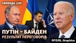 Орусинын президенти Владимир Путин, АКШнын президенти Жо Байден жана Украинанын президенти Владимир Зеленский. Коллаж.