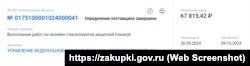 Інформація про закупівлю бронеплівки для офісів Кримського управління Федеральної податкової служби, жовтень 2024 року