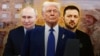 Комбіноване фото: Володимир Путін (л), Дональд Трамп (ц) і Володимир Зеленський