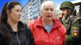 Фотоколаж: Олена та Світлана Колісниченки, власниці нерухомості в Криму, їхній будинок та військовослужбовець армії РФ