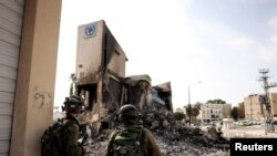 Руїни поліцейського відділку в місті Сдерот після нападу угруповання «Хамас» на Ізраїль