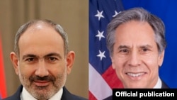 Премьер-министр Армении Никол Пашинян и госсекретарь США Энтони Блинкен (комбинированная фотография).
