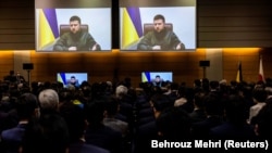 Президент України Володимир Зеленський звертається до депутатів парламенту Японії. Токіо, 23 березня 2022 року