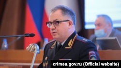 Російський міністр внутрішніх справ Криму Павло Каранда на сесії російського парламенту Криму, 31 березня 2021 року