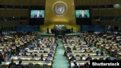 Виступ президента України Петра Порошенка на Генеральній асамблеї ООН. Нью-Йорк, 21 вересня 2016 року (ілюстраійне фото)