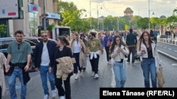 Romania, Bucharest, May 2025, 11, People on Victoria Avenue. 
