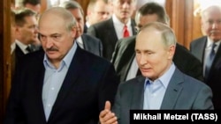 Олександр Лукашенко на зустрічі із президентом Росії Путіним у російському Сочі. 7 лютого 2020 року.